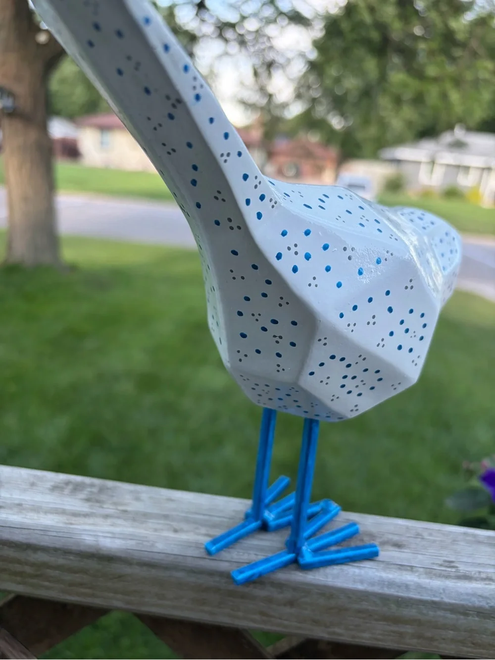 Handpainted Bird Figure - Blue & White Mr. Turdly Burd